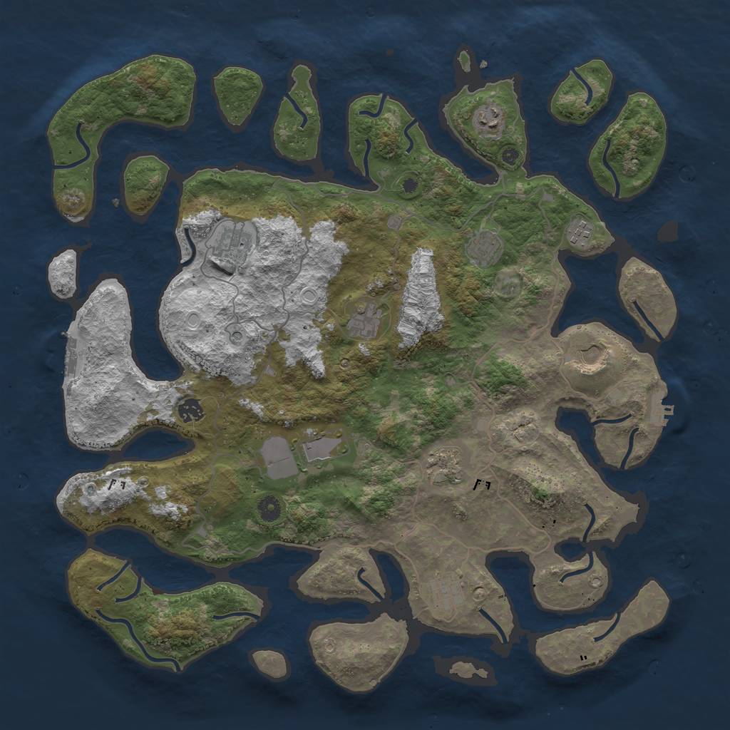 Rust Map: Procedural Map, Size: 4500, Seed: 2099337734, 21 Monuments