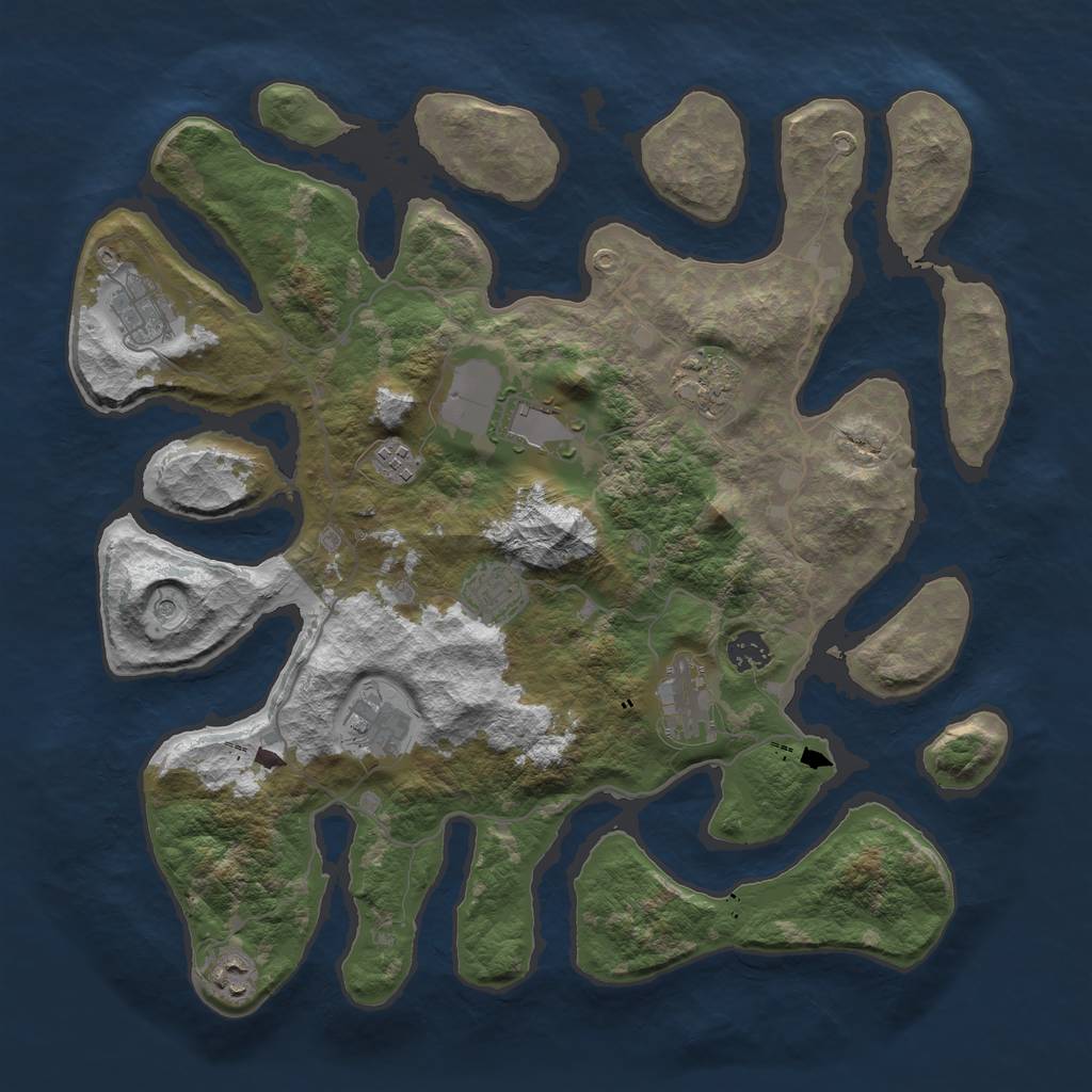 Rust Map: Barren, Size: 4000, Seed: 76, 12 Monuments