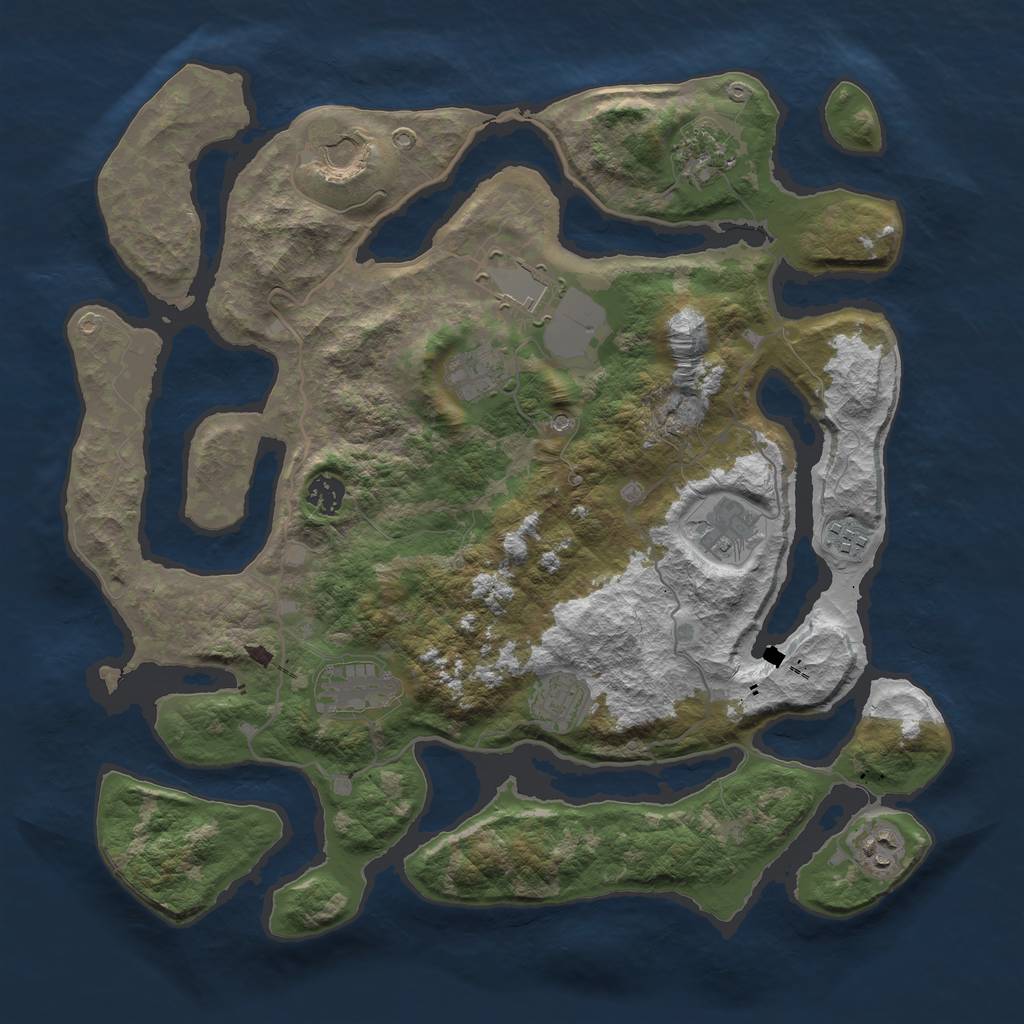 Rust Map: Barren, Size: 4000, Seed: 224551, 13 Monuments