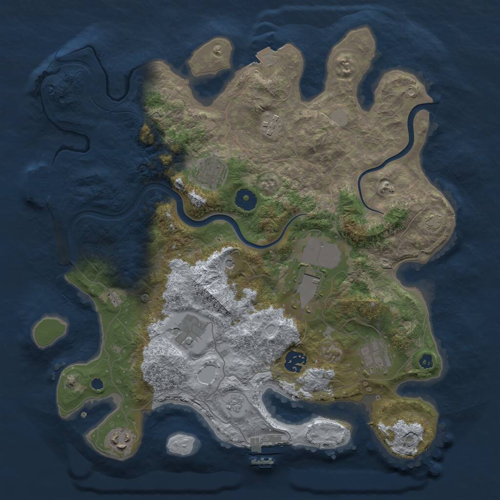 Rust Map: Procedural Map, Size: 3500, Seed: 27348975, 13 Monuments