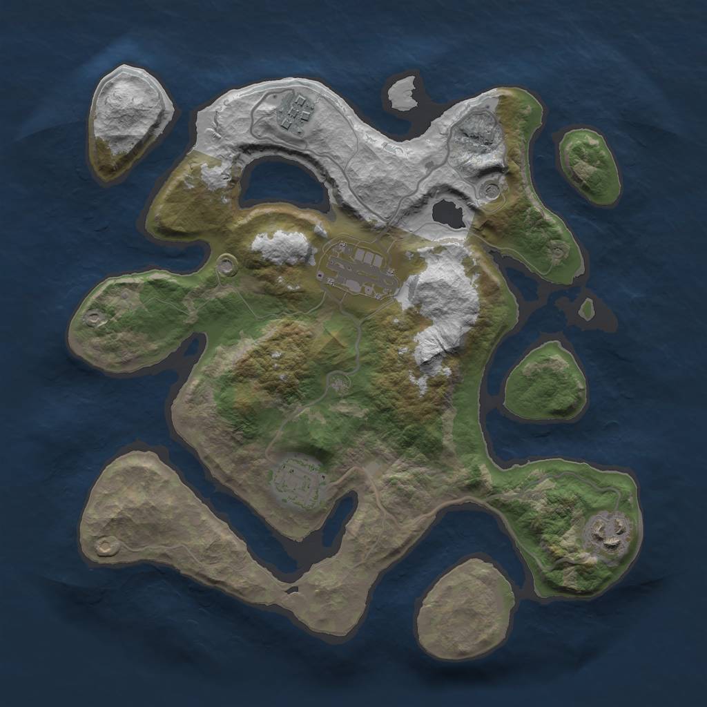 Rust Map: Barren, Size: 2900, Seed: 8451, 7 Monuments