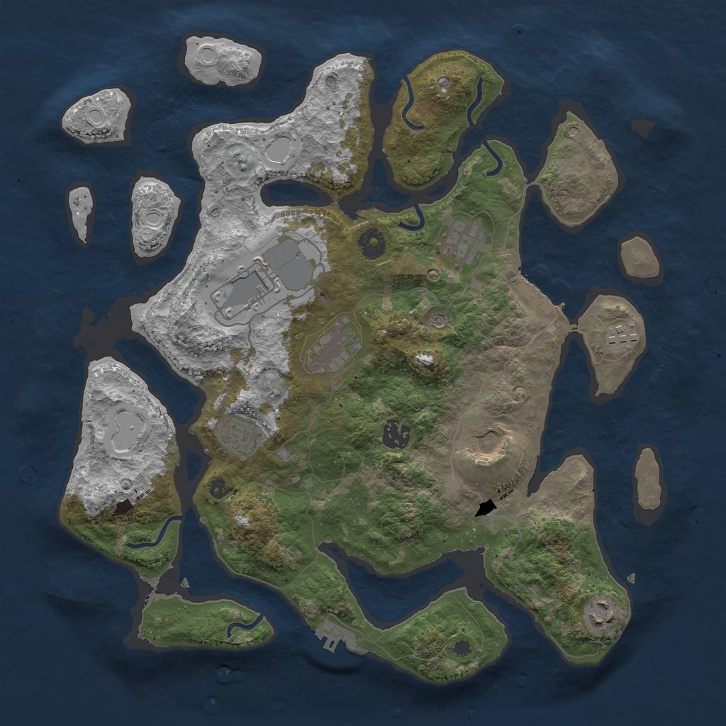 Rust Map: Procedural Map, Size: 3750, Seed: 42, 19 Monuments