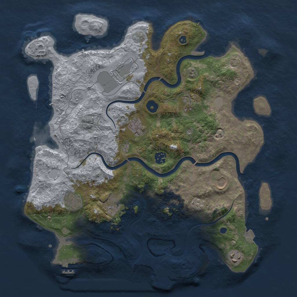 Rust Map: Procedural Map, Size: 3750, Seed: 42, 15 Monuments