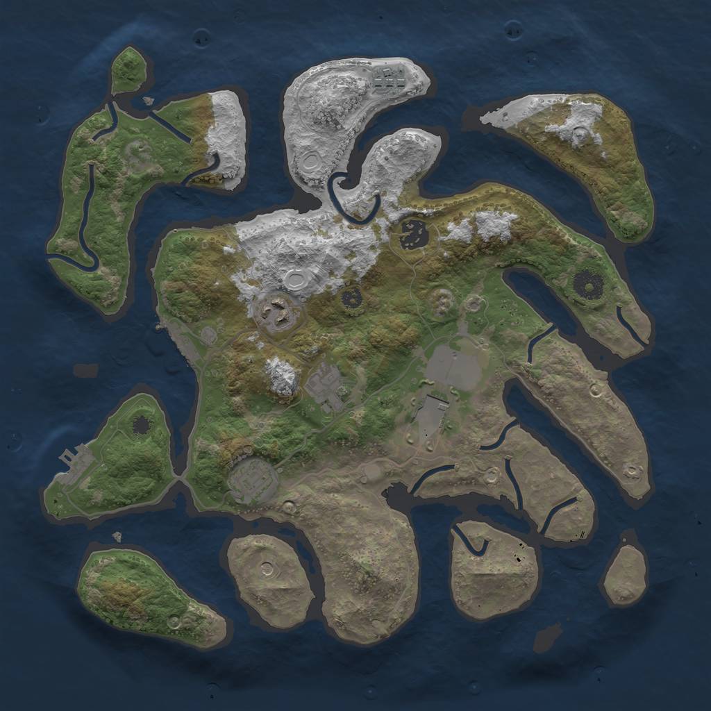 Rust Map: Procedural Map, Size: 3500, Seed: 120133694, 17 Monuments