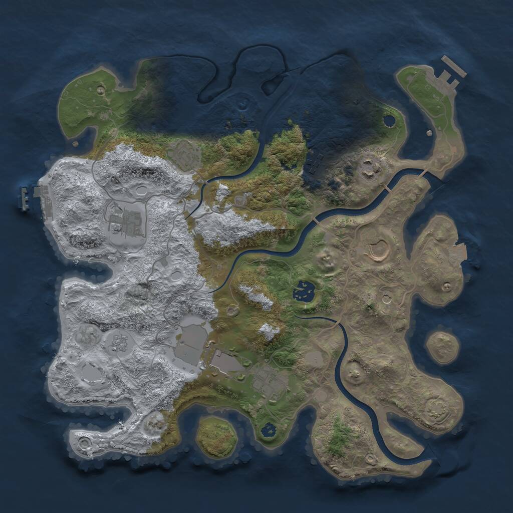 Rust Map: Procedural Map, Size: 3500, Seed: 34674796, 14 Monuments
