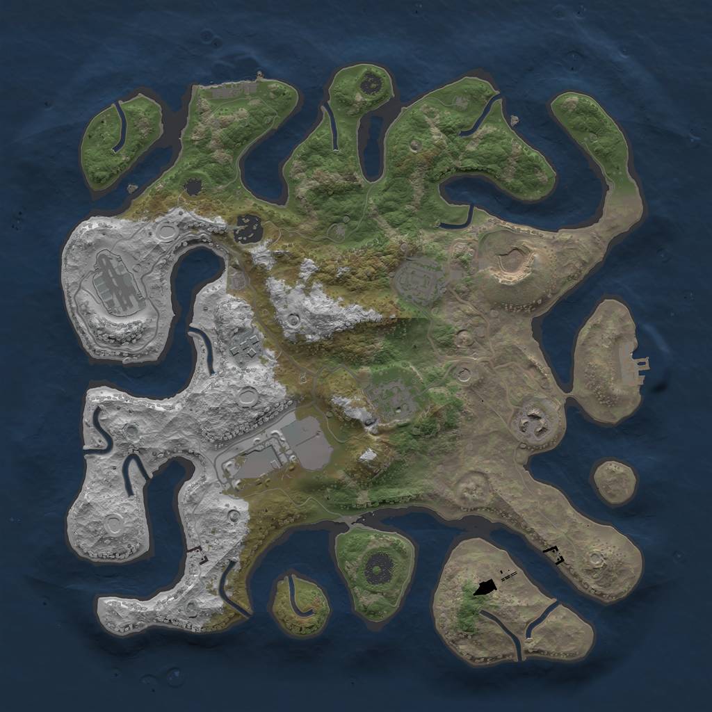 Rust Map: Procedural Map, Size: 3500, Seed: 34674796, 19 Monuments