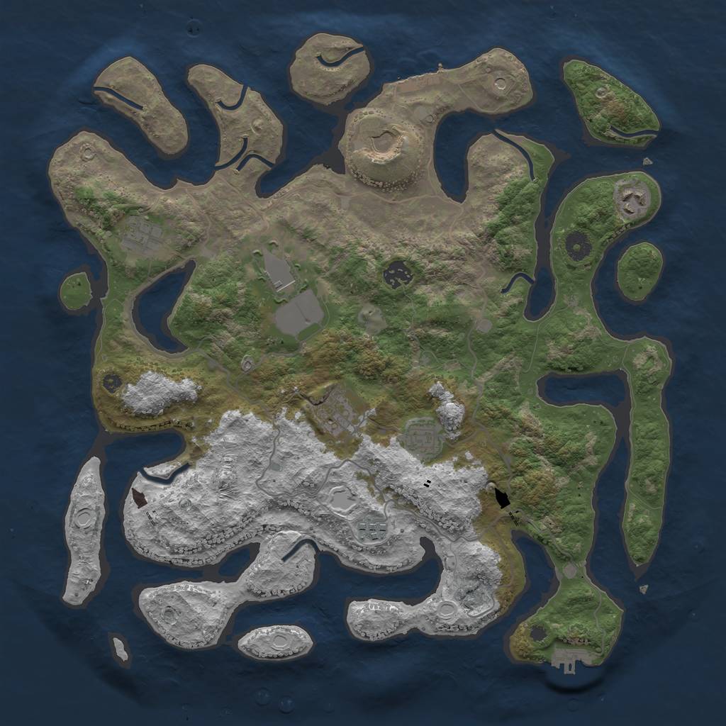 Rust Map: Procedural Map, Size: 4000, Seed: 654132, 19 Monuments