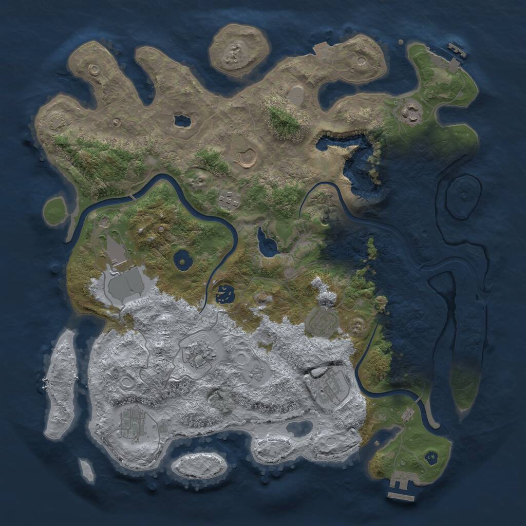 Rust Map: Procedural Map, Size: 4000, Seed: 654132, 15 Monuments