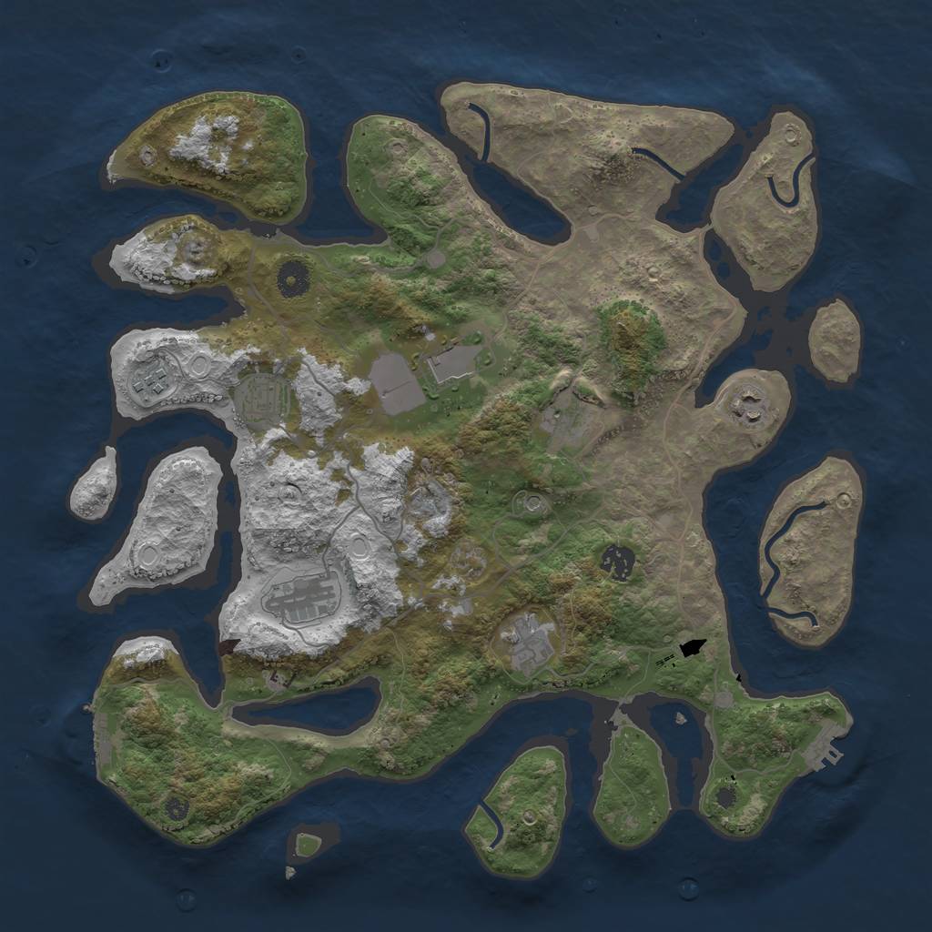 Rust Map: Procedural Map, Size: 4000, Seed: 54263, 19 Monuments