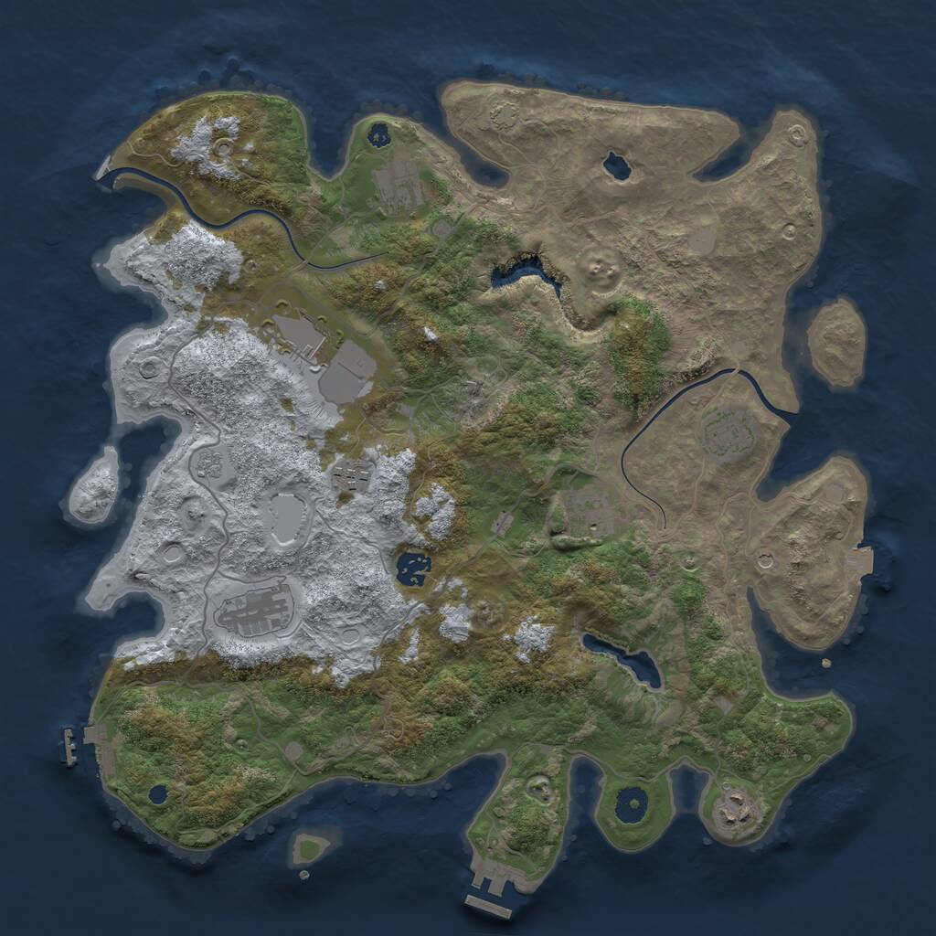 Rust Map: Procedural Map, Size: 4000, Seed: 54263, 14 Monuments