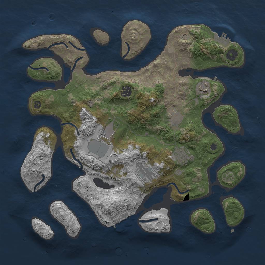 Rust Map: Procedural Map, Size: 3500, Seed: 180415570, 17 Monuments