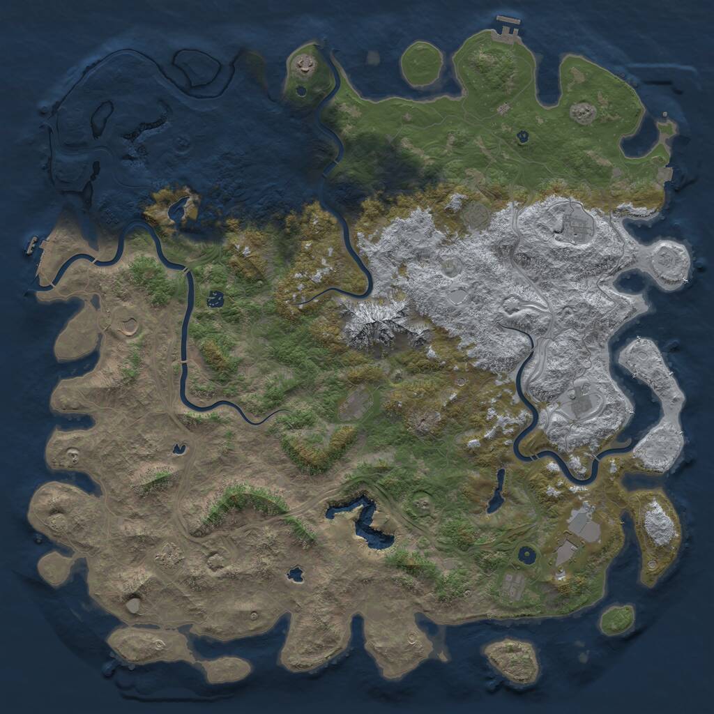 Rust Map: Procedural Map, Size: 6000, Seed: 453630875, 17 Monuments
