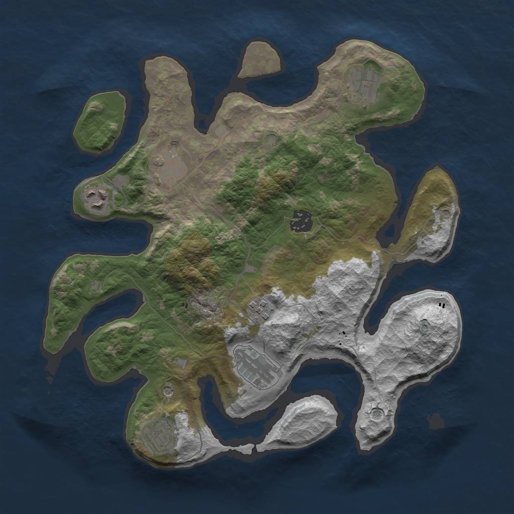 Rust Map: Barren, Size: 3300, Seed: 13, 10 Monuments