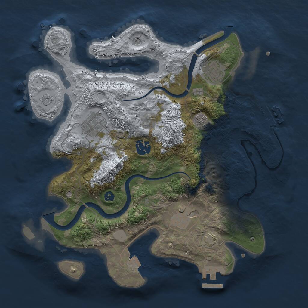 Rust Map: Procedural Map, Size: 3000, Seed: 493886226, 11 Monuments