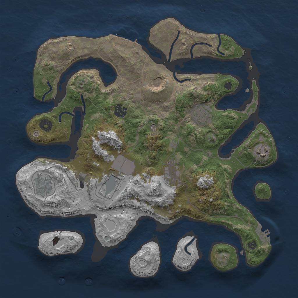 Rust Map: Procedural Map, Size: 3500, Seed: 943598911, 18 Monuments