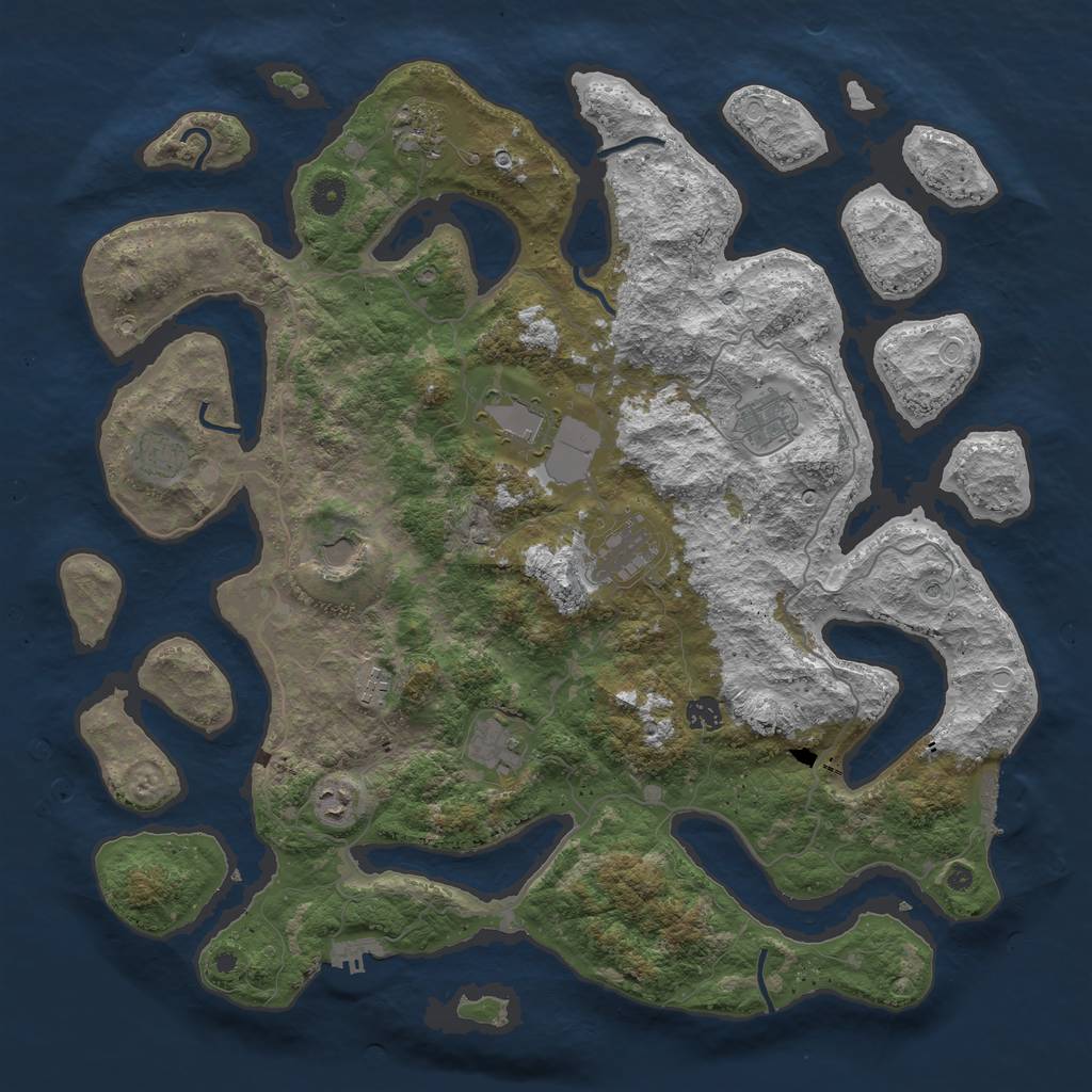 Rust Map: Procedural Map, Size: 4500, Seed: 36259874, 21 Monuments