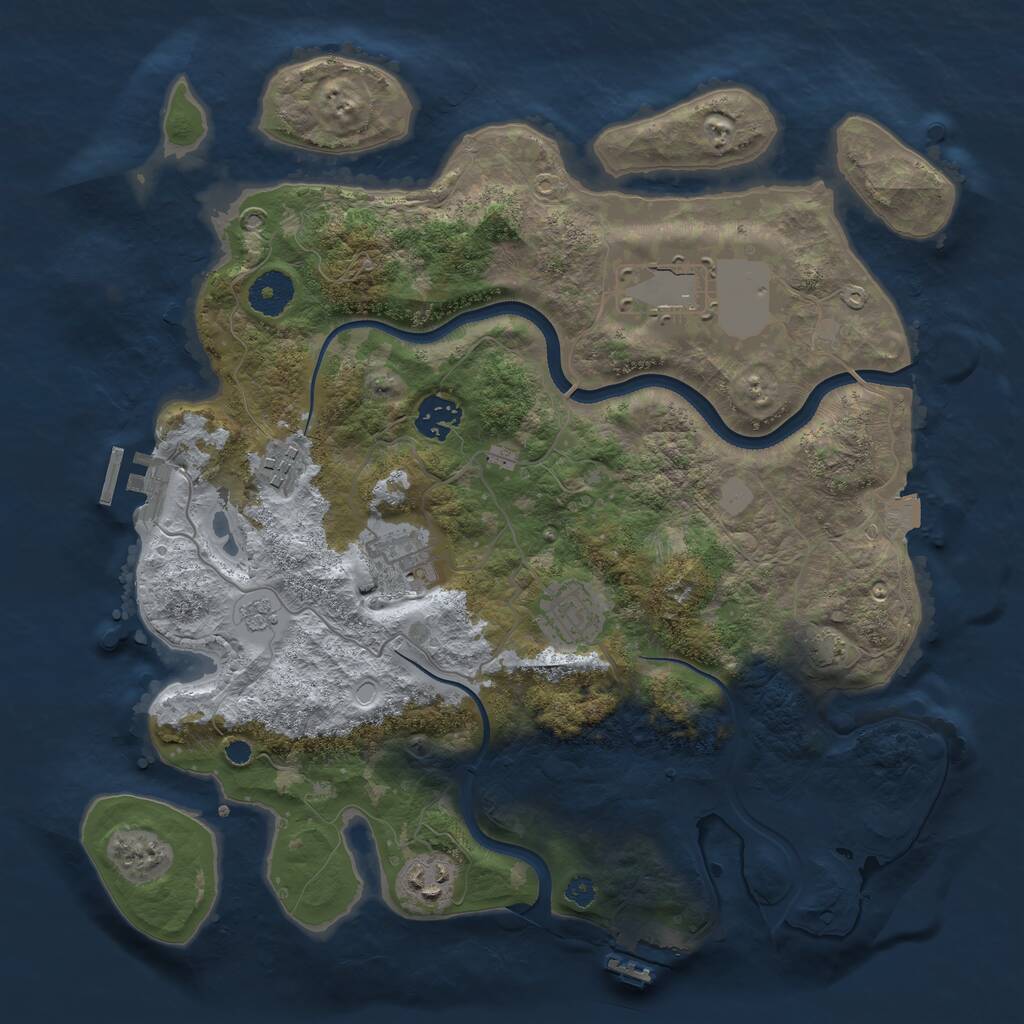 Rust Map: Procedural Map, Size: 3500, Seed: 544447, 11 Monuments