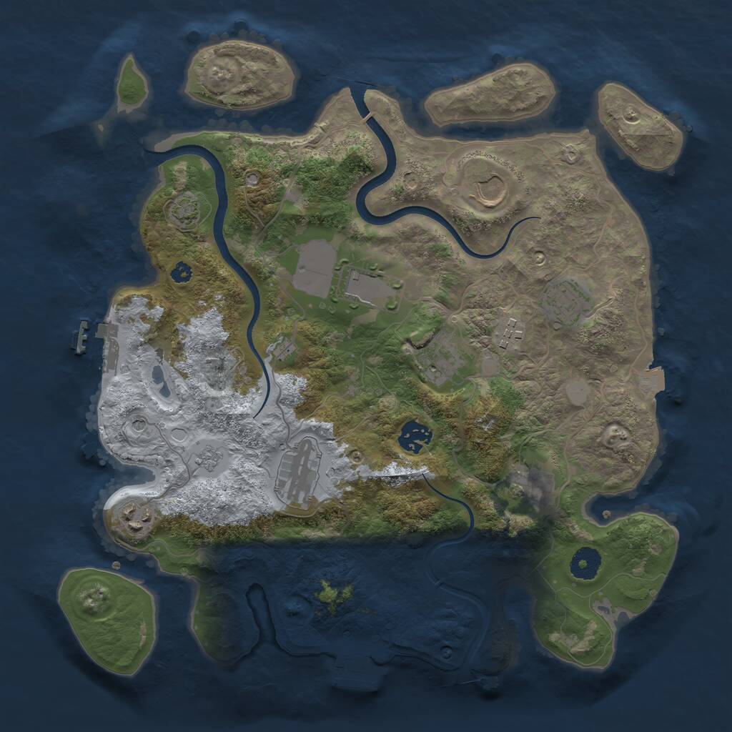 Rust Map: Procedural Map, Size: 3500, Seed: 544447, 15 Monuments
