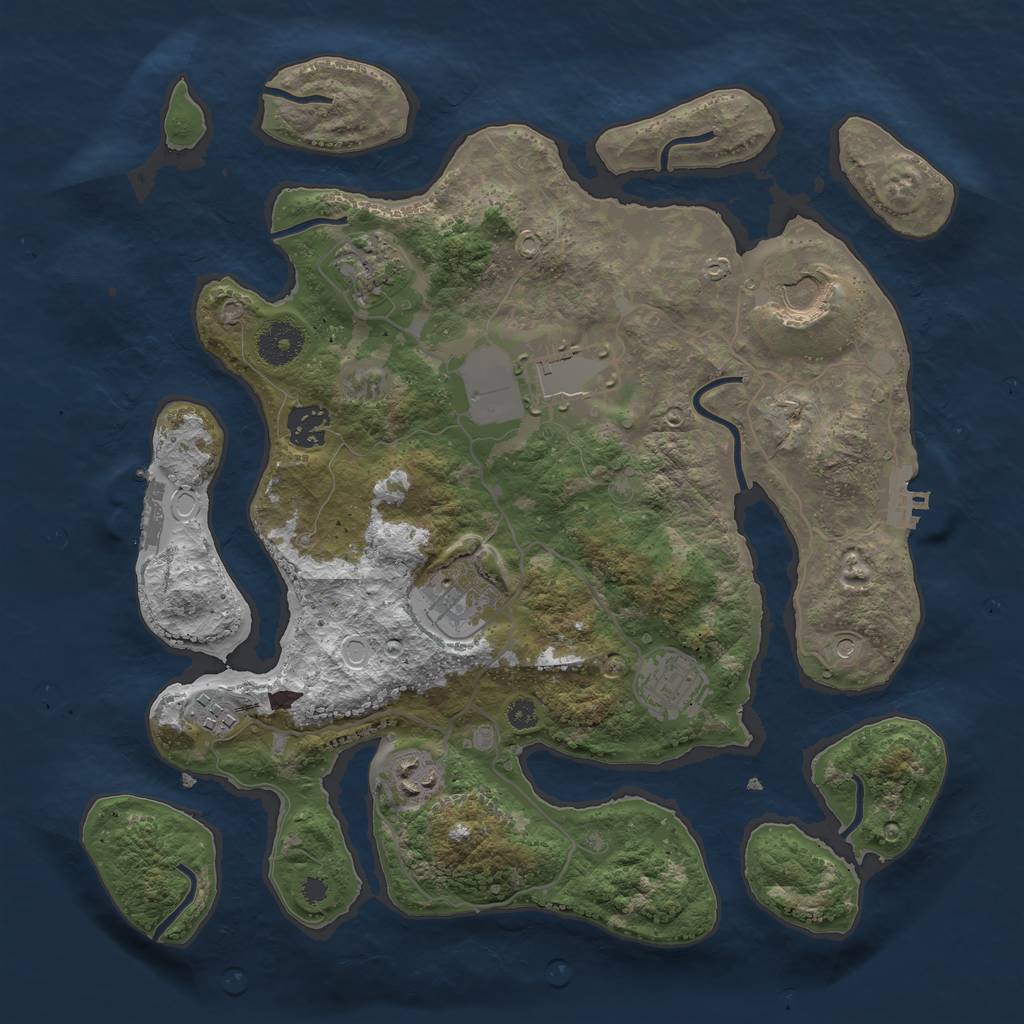 Rust Map: Procedural Map, Size: 3500, Seed: 544447, 19 Monuments