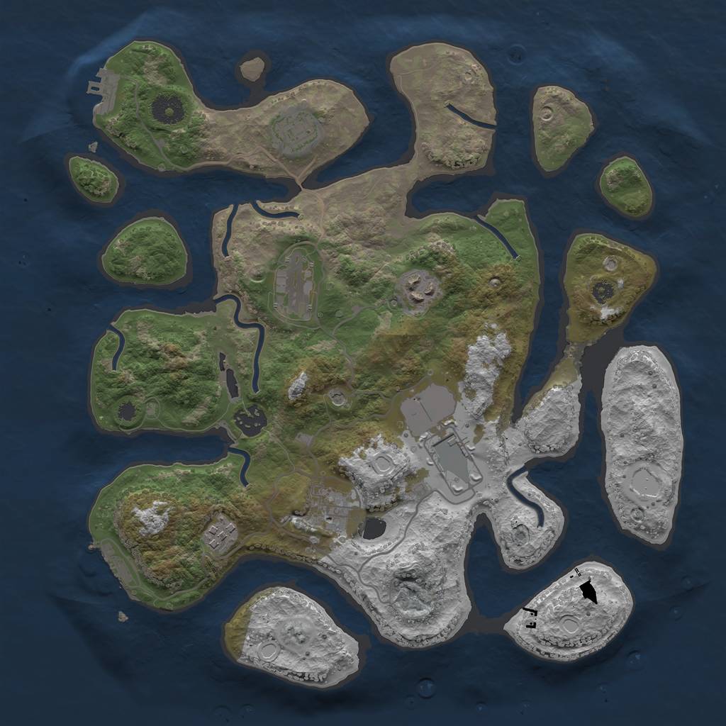 Rust Map: Procedural Map, Size: 3500, Seed: 16623, 18 Monuments