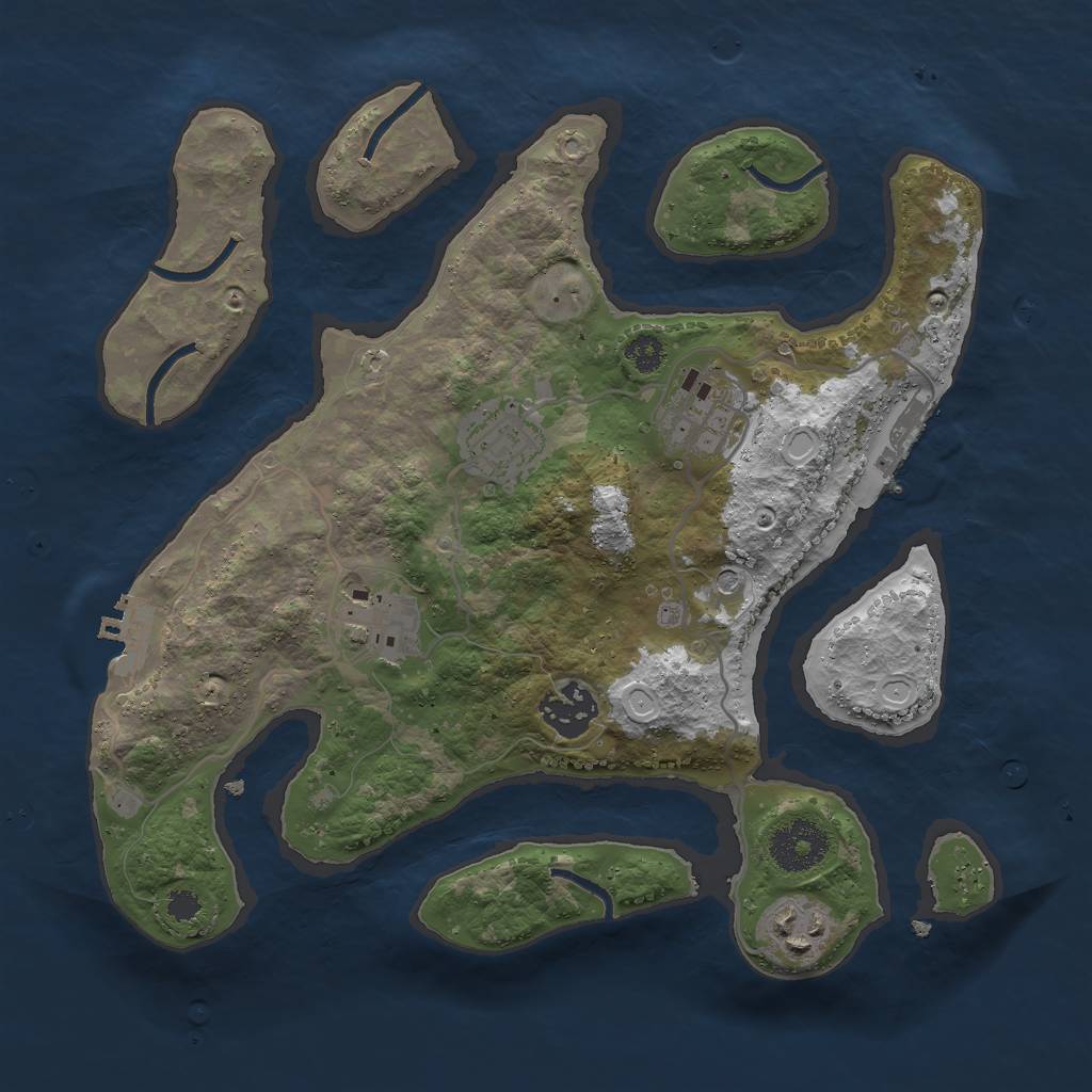 Rust Map: Procedural Map, Size: 3000, Seed: 350715723, 16 Monuments