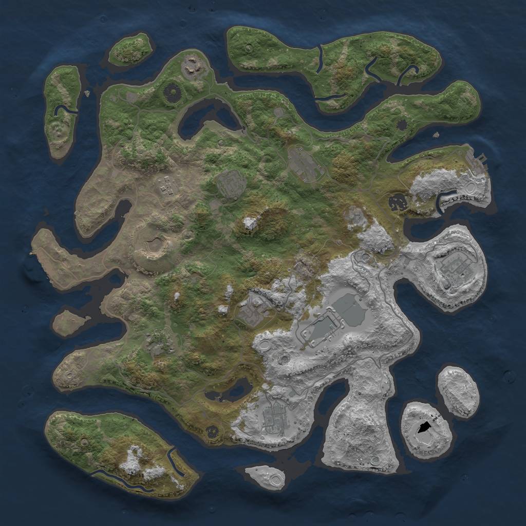 Rust Map: Procedural Map, Size: 4250, Seed: 705545420, 22 Monuments