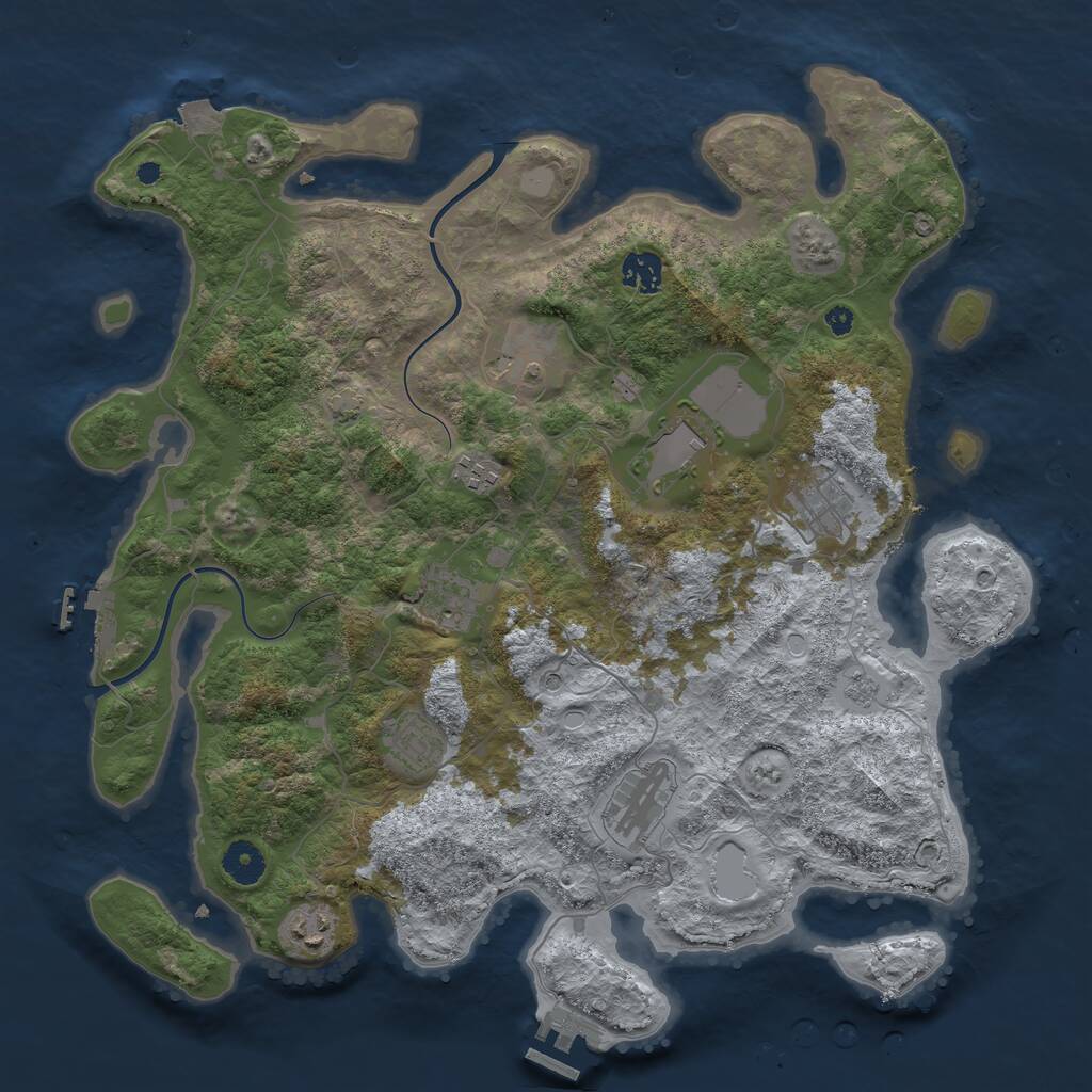 Rust Map: Procedural Map, Size: 3900, Seed: 55601767, 15 Monuments