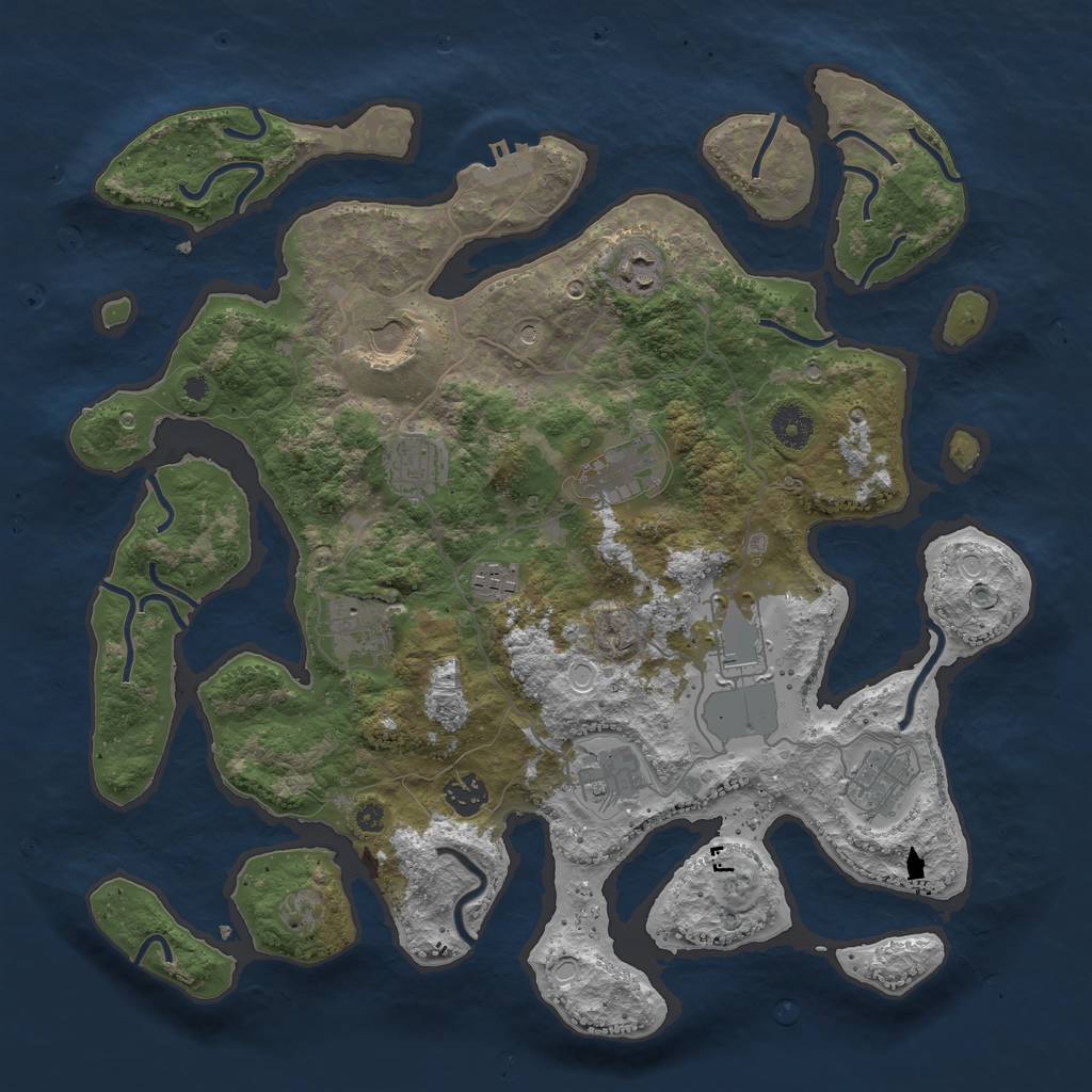 Rust Map: Procedural Map, Size: 3900, Seed: 55601767, 20 Monuments