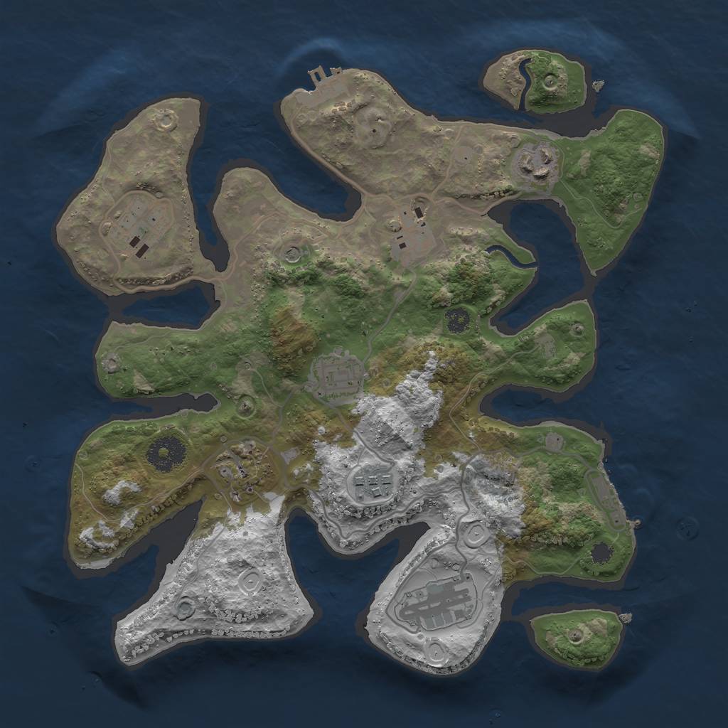 Rust Map: Procedural Map, Size: 3000, Seed: 765777428, 18 Monuments