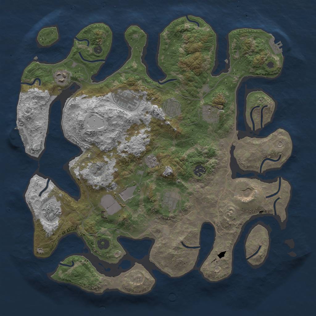 Rust Map: Procedural Map, Size: 4000, Seed: 110645, 21 Monuments