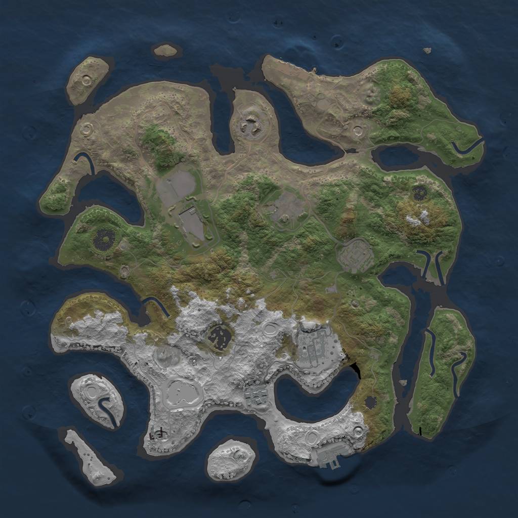 Rust Map: Procedural Map, Size: 3500, Seed: 675534, 18 Monuments