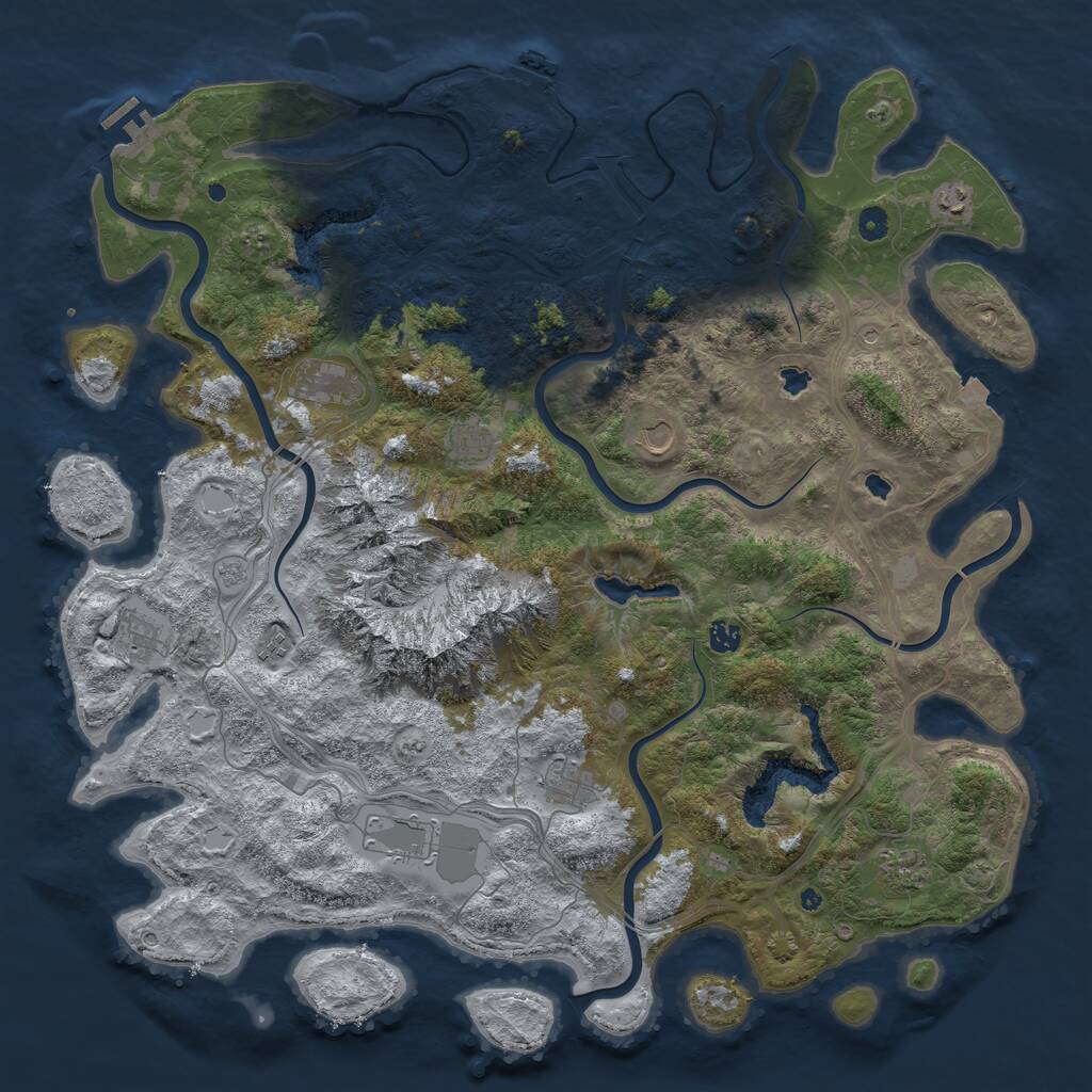 Rust Map: Procedural Map, Size: 5000, Seed: 976543129, 16 Monuments