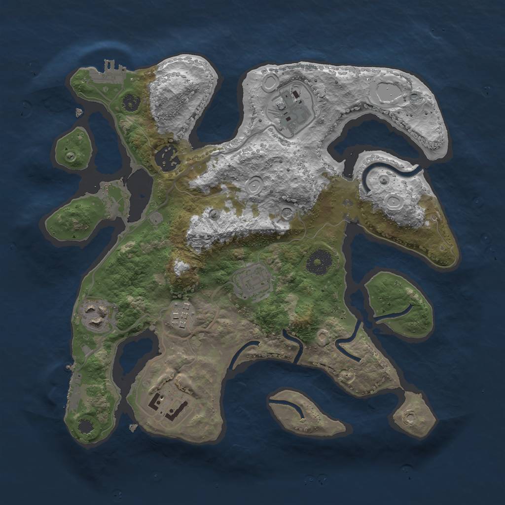 Rust Map: Procedural Map, Size: 3000, Seed: 2140590922, 17 Monuments