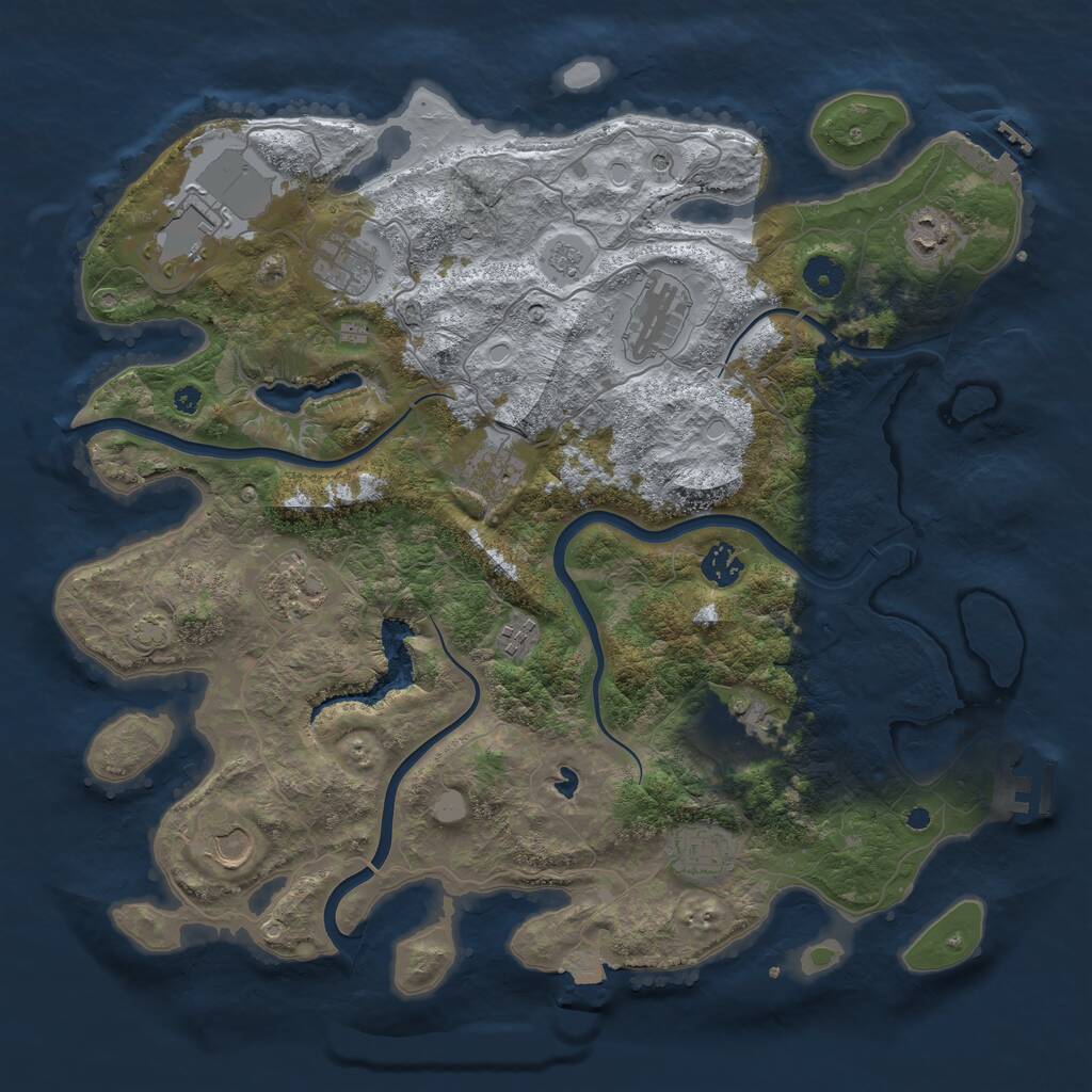 Rust Map: Procedural Map, Size: 4000, Seed: 1893714905, 17 Monuments