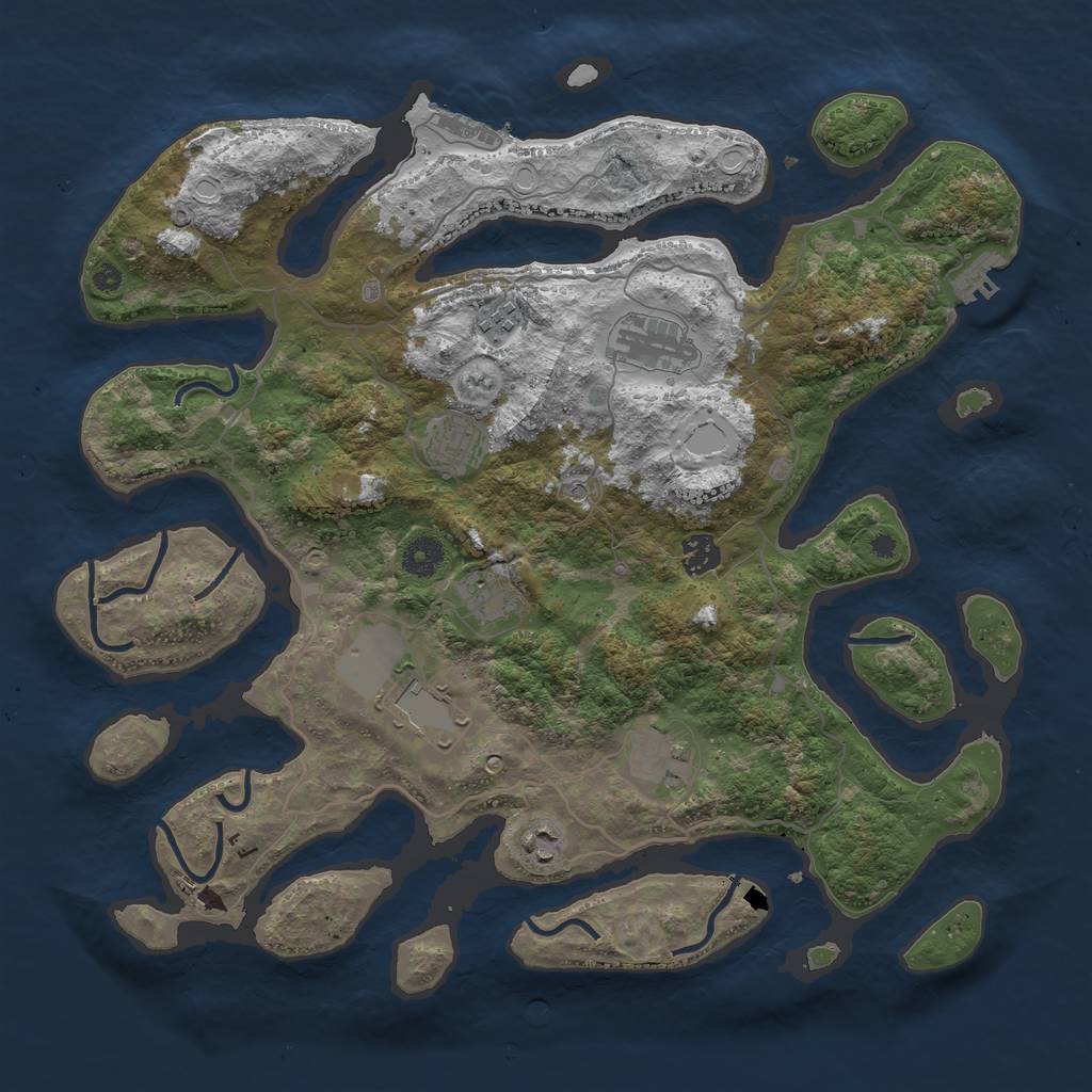 Rust Map: Procedural Map, Size: 4000, Seed: 1893714905, 19 Monuments