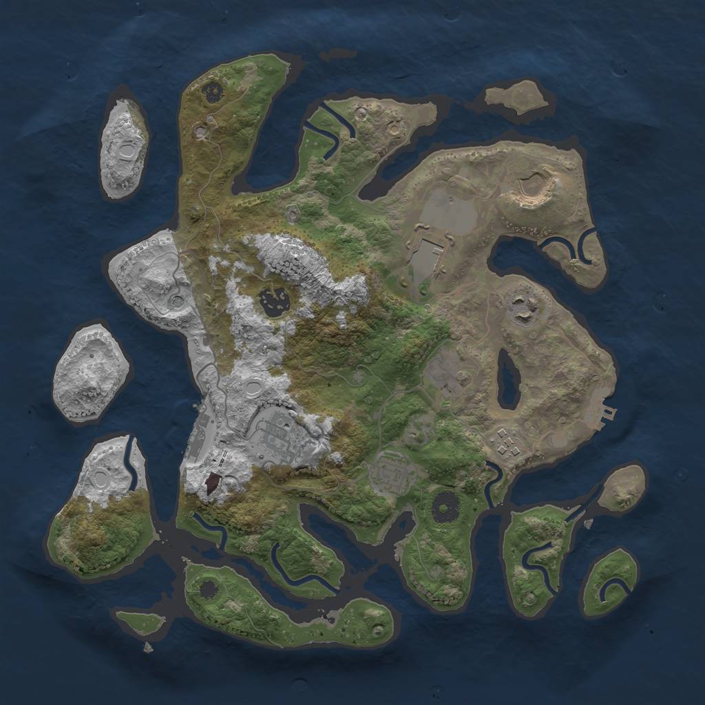 Rust Map: Procedural Map, Size: 3500, Seed: 23253720, 19 Monuments