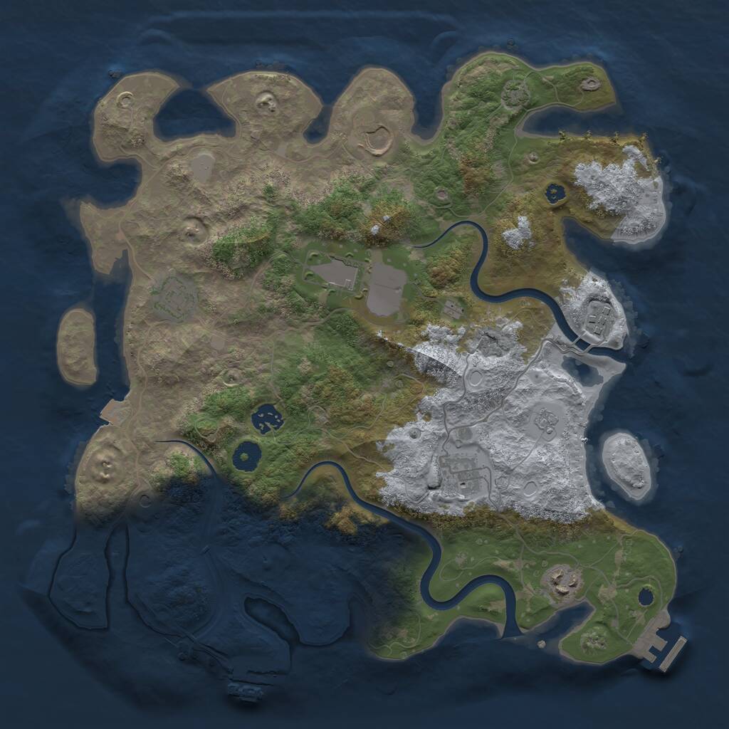 Rust Map: Procedural Map, Size: 3750, Seed: 299182035, 13 Monuments