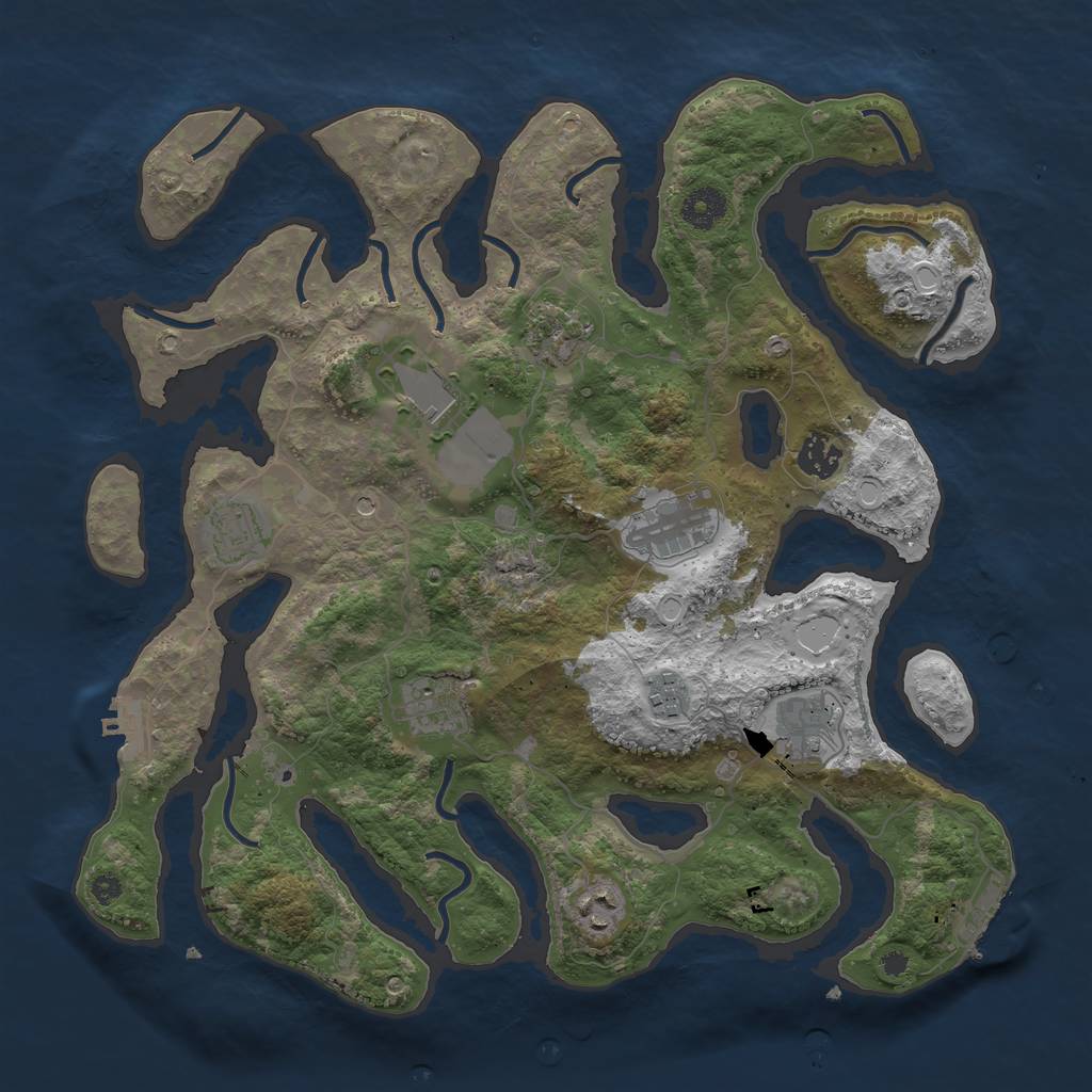 Rust Map: Procedural Map, Size: 3750, Seed: 299182035, 20 Monuments