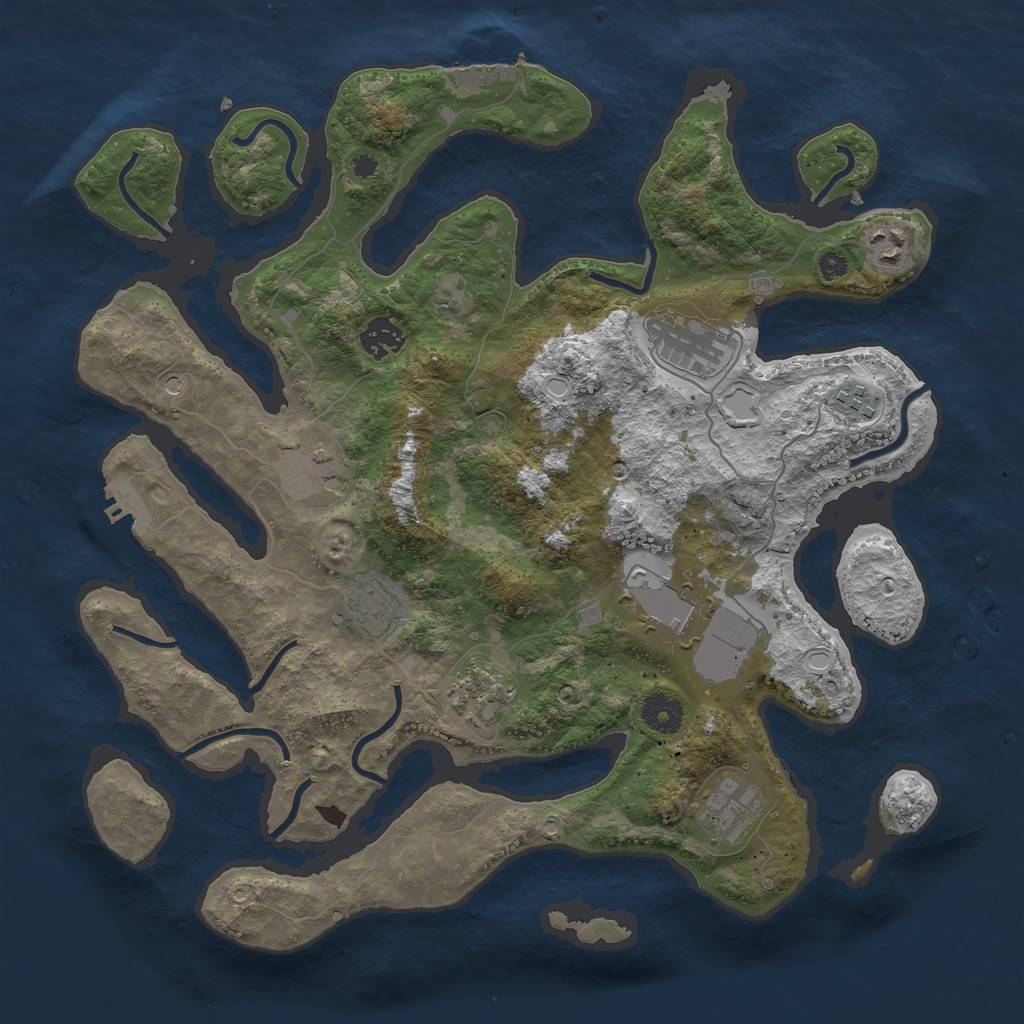 Rust Map: Procedural Map, Size: 3750, Seed: 1677300832, 20 Monuments