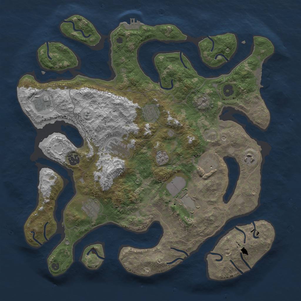 Rust Map: Procedural Map, Size: 4000, Seed: 55126560, 20 Monuments