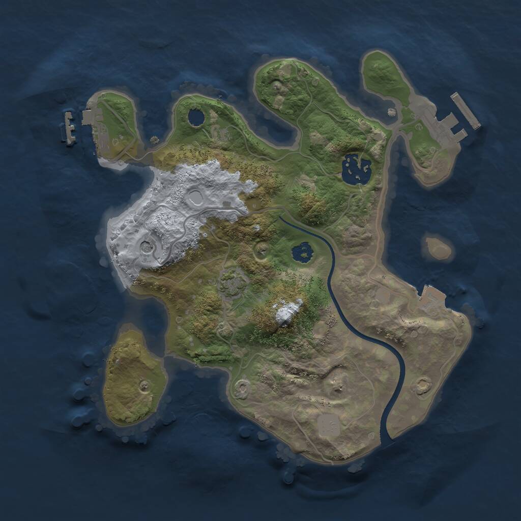Rust Map: Procedural Map, Size: 2500, Seed: 8253742, 6 Monuments