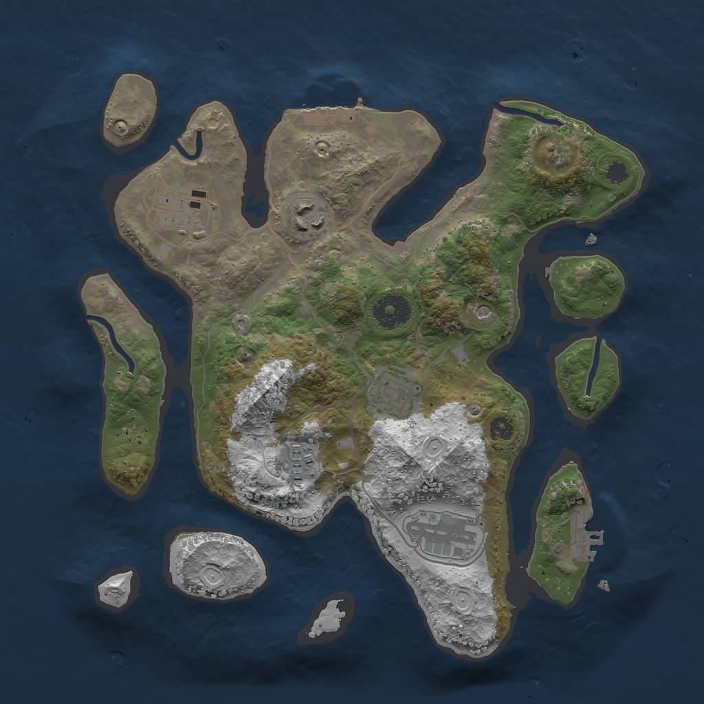 Rust Map: Procedural Map, Size: 3000, Seed: 1114987006, 16 Monuments