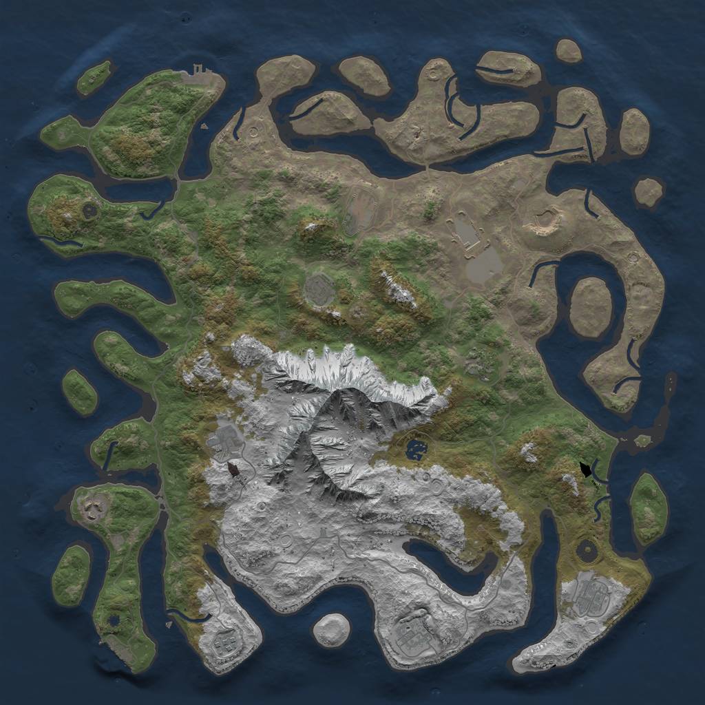 Rust Map: Procedural Map, Size: 5000, Seed: 687266, 22 Monuments