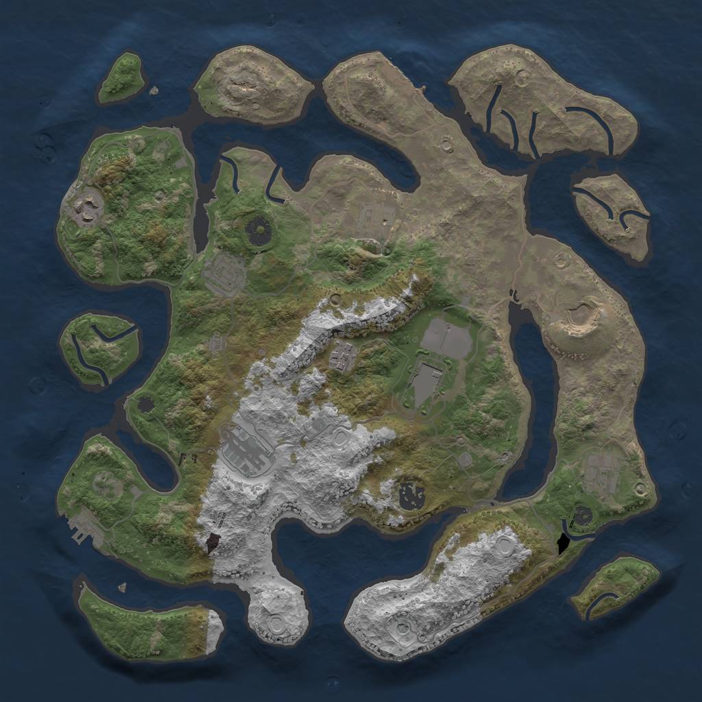 Rust Map: Procedural Map, Size: 3800, Seed: 2077394969, 20 Monuments