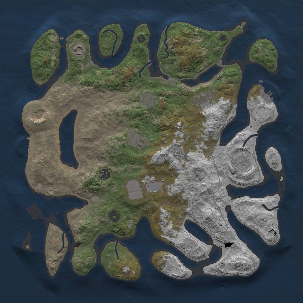 Rust Map: Procedural Map, Size: 4000, Seed: 1076648512, 20 Monuments