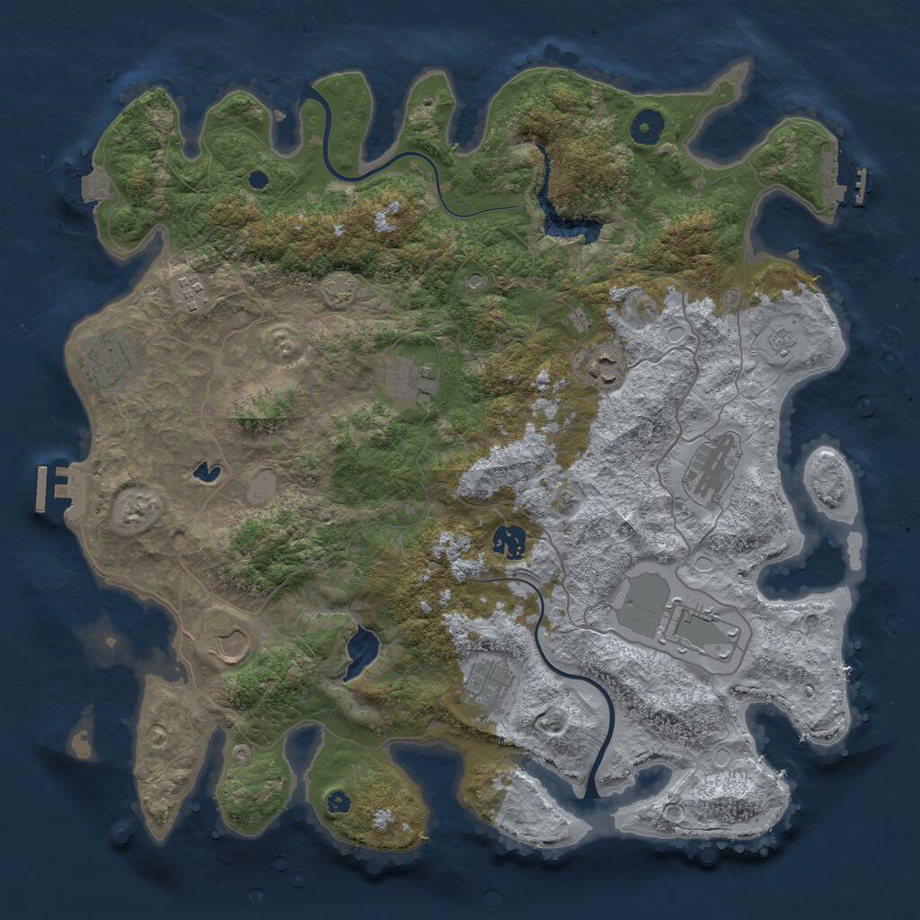 Rust Map: Procedural Map, Size: 4000, Seed: 1076648512, 15 Monuments