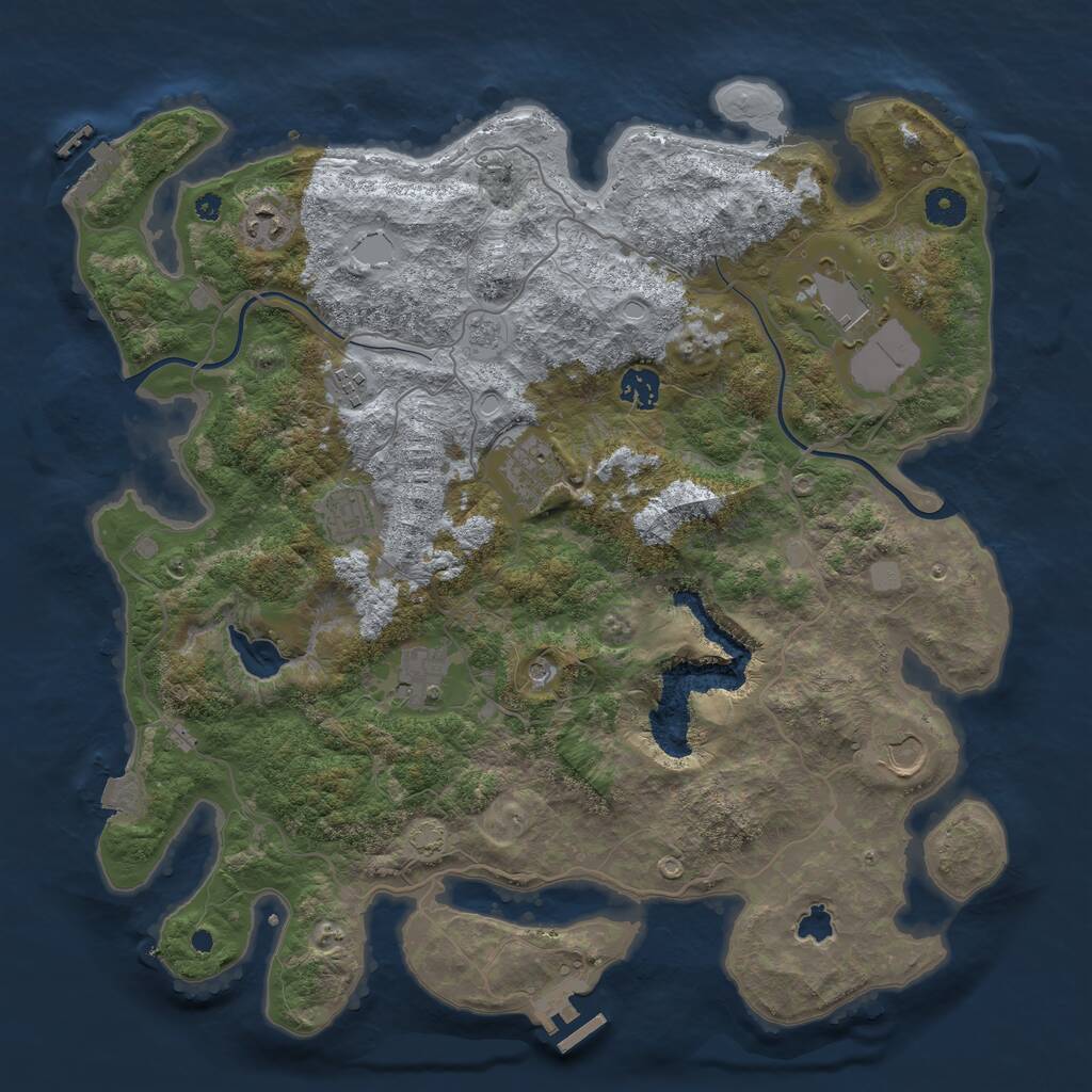 Rust Map: Procedural Map, Size: 4000, Seed: 1858657522, 14 Monuments