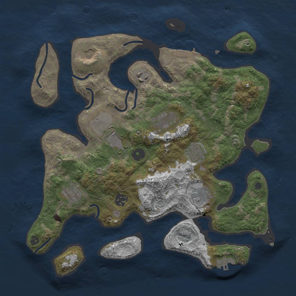 Rust Map: Procedural Map, Size: 3500, Seed: 97456, 19 Monuments