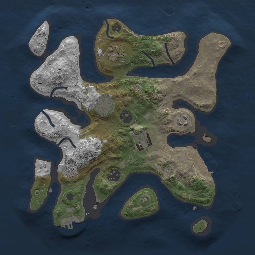 Rust Map: Procedural Map, Size: 3000, Seed: 1811149298, 17 Monuments