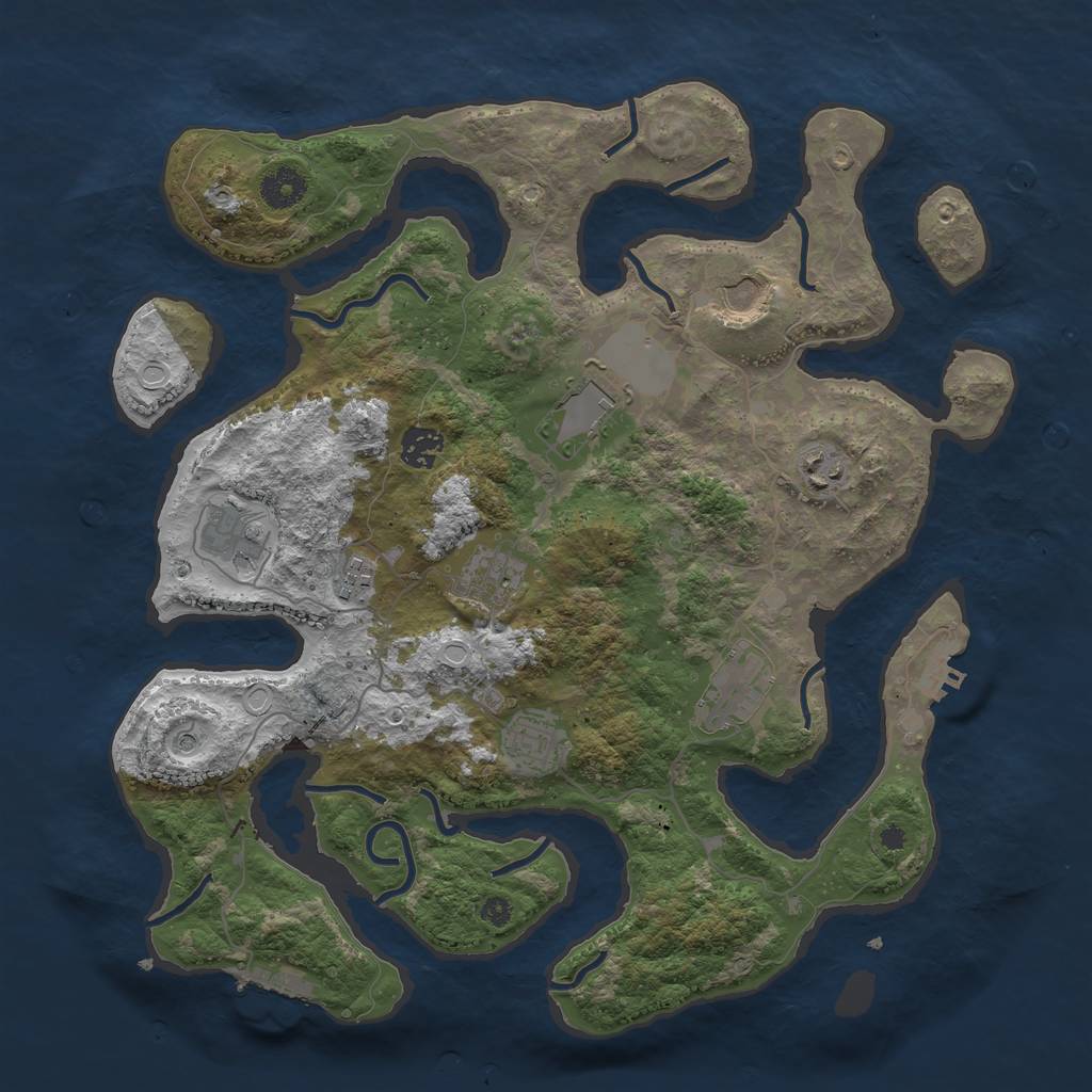 Rust Map: Procedural Map, Size: 3800, Seed: 45345458, 20 Monuments